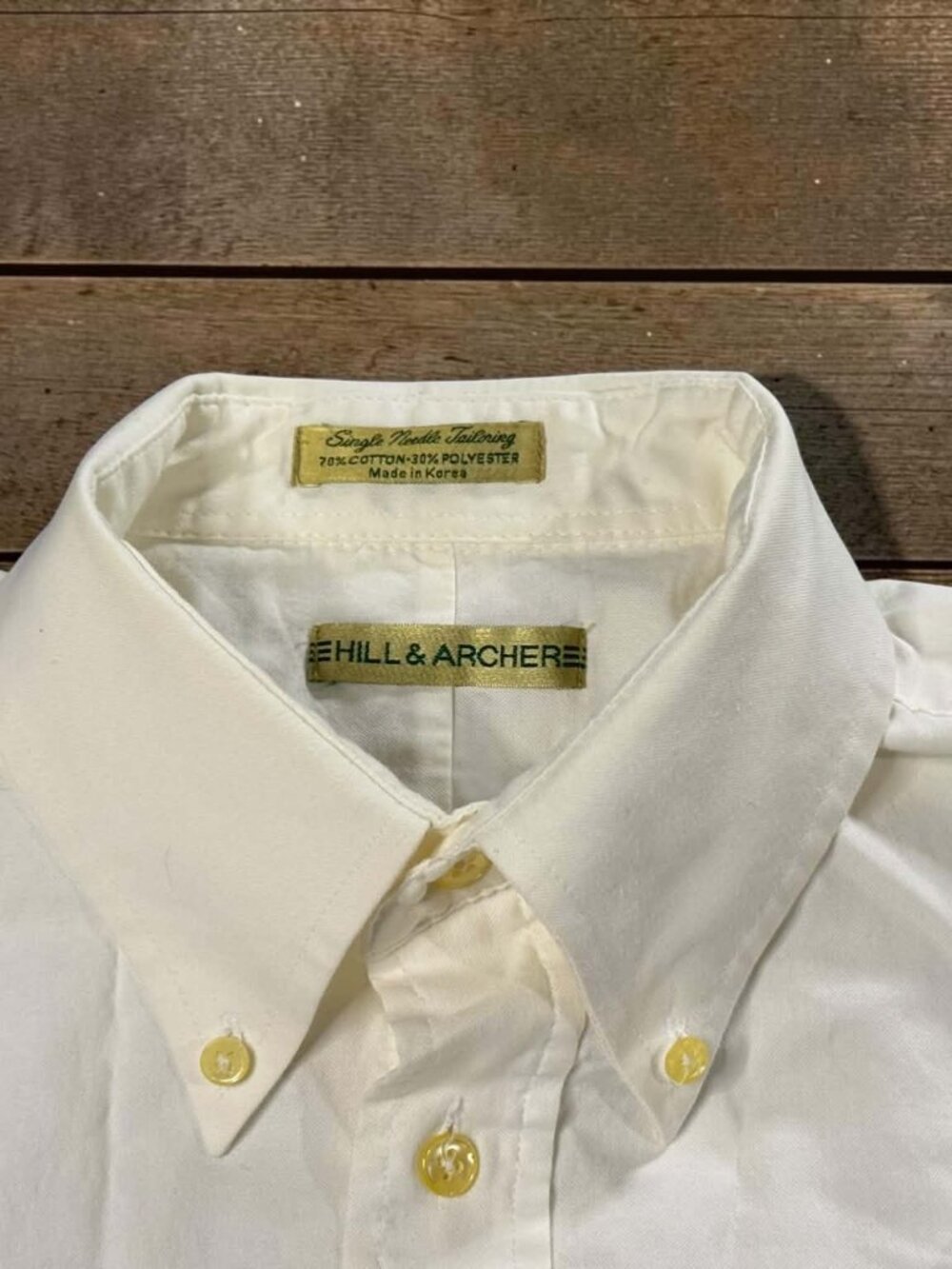 Vintage Hill & Archer Dress Shirt Mens 16 32/33 Cream Off White Button Down